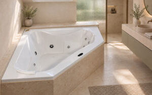 Bañera JACUZZI© con hidromasaje  Espree Corner 152x152x55