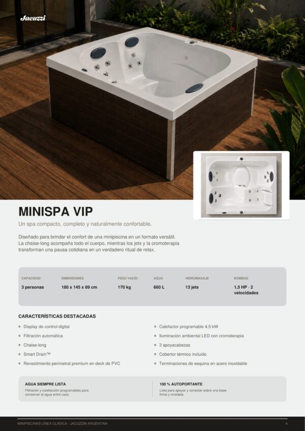Ficha catalogo MiniSpa Vip Minipiscina JACUZZI© Mini Spa VIP 180x145x89cm