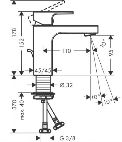 Hansgrohe Vernis Shape Mezclador monomando de lavabo 100 con vaciador automático codigo 71561000 - Imagen 4