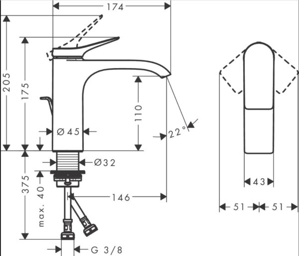 oafyaitiaty Hansgrohe Vivenis Mezclador monomando de lavabo 110 con vaciador automático código 75020000