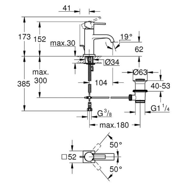 yaoryqfgg Grohe® Allure Mezclador monomando de lavatorio 1/2″ Tamaño M. código 32757000