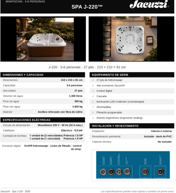 Minipiscina JACUZZI© J-220  210x210x91cm