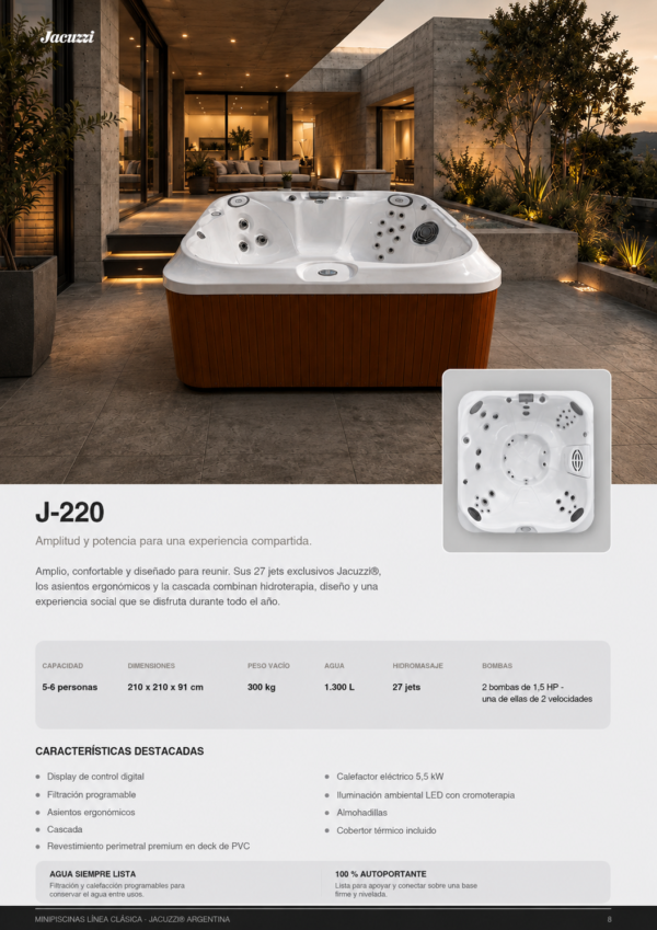 Minipiscina JACUZZI© J-220  210x210x91cm