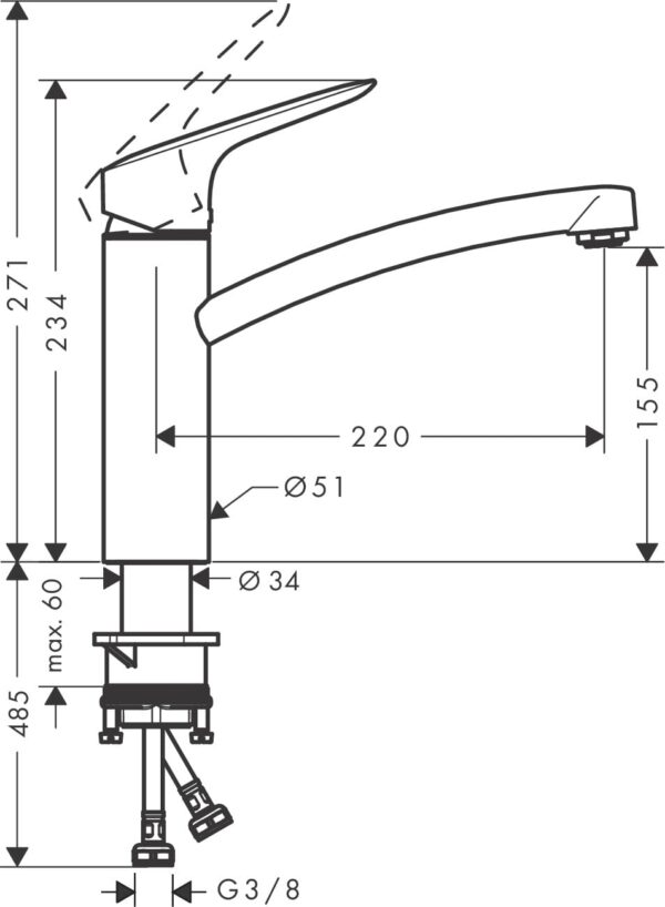 piuouwtuw Hansgrohe Logis M31 Mezclador monomando de cocina 160, 1jet codigo 71832000
