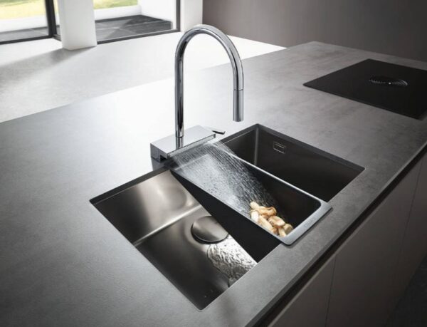 Hansgrohe Aquno Select M81 Mezclador monomando de cocina Cromo con ducha extraíble y escurridor codigo 7383700