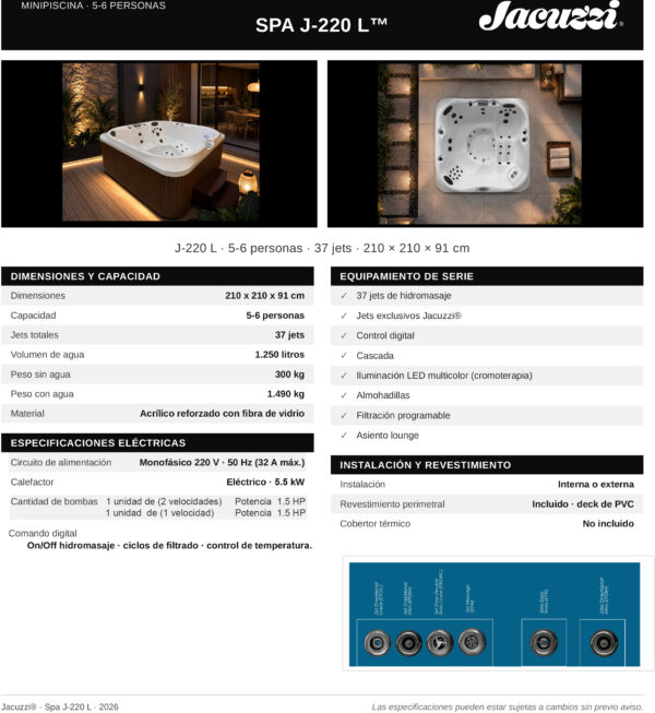 Minipiscina JACUZZI© J-220L  210x210x91cm