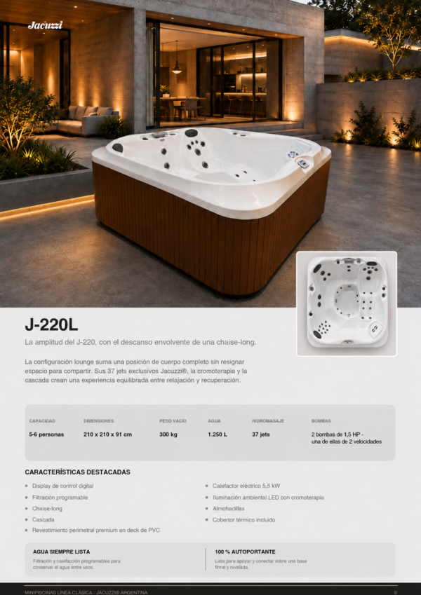 Minipiscina JACUZZI© J-220L  210x210x91cm