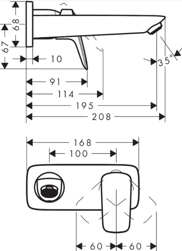 Hansgrohe Logis Monomando de lavabo empotrado a muro con caño de 19.5 cm codigo 71220000