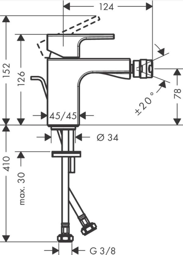 kuwour Hansgrohe Vernis Shape Mezclador monomando de bidé con vaciador automático codigo 71211670
