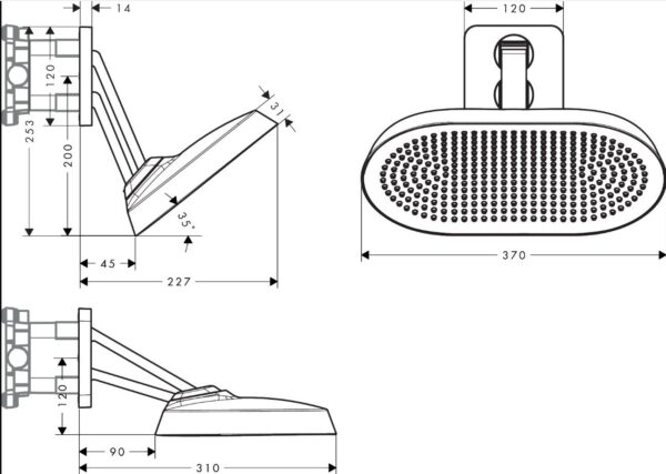 ñsalkfPF Hansgrohe AXOR ShowerSphere Ducha fija 370/220 2jet con brazo de ducha ajustable codigo 39745000